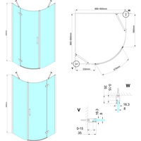 Gelco TRINITY GOLD MATT čtvrtkruhový sprchový kout 900x900mm, čiré sklo, pravé GT6590CR-G