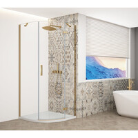 Gelco TRINITY GOLD MATT čtvrtkruhový sprchový kout 900x900mm, čiré sklo, pravé GT6590CR-G