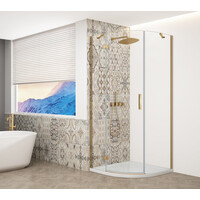 Gelco TRINITY GOLD MATT čtvrtkruhový sprchový kout 900x900mm, čiré sklo, levé GT6590CL-G