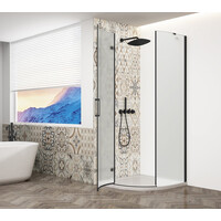 Gelco TRINITY BLACK čtvrtkruhový sprchový kout 900x900mm, matné sklo, levé GT6590ML-B