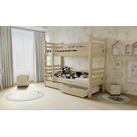 Dětská patrová postel z MASIVU 200x90cm se šuplíky - M07 bezbarvý lak
