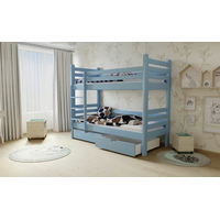 Dětská patrová postel z MASIVU 200x80cm bez šuplíku - M07 modrá