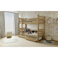 Dětská patrová postel z MASIVU 200x90cm bez šuplíku - M07 moření olše