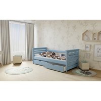 Dětská postel z MASIVU 200x90cm SE ŠUPLÍKY - M03 modrá