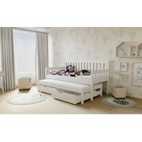 Dětská postel s výsuvnou přistýlkou z MASIVU 180x80cm bez šuplíku - M06 bílá