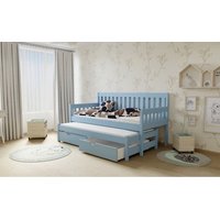 Dětská postel s výsuvnou přistýlkou z MASIVU 180x80cm bez šuplíku - M06 modrá