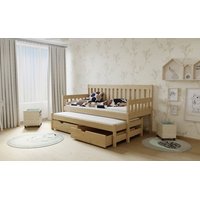 Dětská postel s výsuvnou přistýlkou z MASIVU 180x80cm bez šuplíku - M06 moření olše
