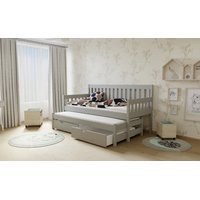 Dětská postel s výsuvnou přistýlkou z MASIVU 180x80cm bez šuplíku - M06 šedá