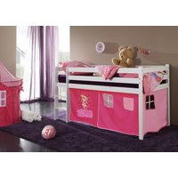Dětská VYVÝŠENÁ postel DOMEČEK růžový - BÍLÁ