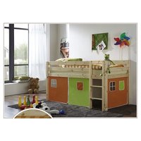 Dětská VYVÝŠENÁ postel DOMEČEK zelenooranžový - PŘÍRODNÍ