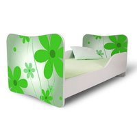 Dětská postel 140x70 cm KVĚTY zelené
