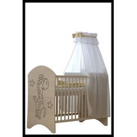 Dětská postýlka s výřezem ŽIRAFA - přírodní 120x60 cm