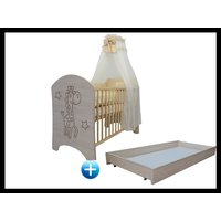 Dětská postýlka ŽIRAFA přírodní 120x60 cm + šuplík