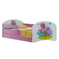 Dětská postel se šuplíky PONÍK S RŮŽOVOU HŘÍVOU 160x80 cm