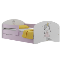 Dětská postel se šuplíky RŮŽOVÁ PRINCEZNA 160x80 cm