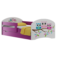 Dětská postel se šuplíky BAREVNÉ SOVY 200x90 cm