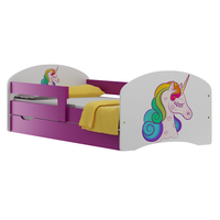 Dětská postel se šuplíky BAREVNÝ JEDNOROŽEC 200x90 cm