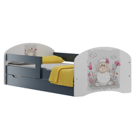 Dětská postel se šuplíky OVEČKA S KYTIČKAMI 160x80 cm