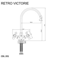 Dřezová stojánková baterie, Retro Viktorie, výška baterie 315 mm, chrom