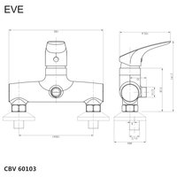 Sprchová nástěnná baterie, Eve, bez příslušenství, 150 mm, chrom