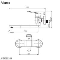 Dřezová nástěnná baterie, Viana, 150 mm, s ramínkem plochým rovným 200 mm, chrom