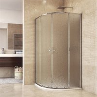 Sprchový set: kout čtvrtkruh, 90x90x185 cm, R550, chrom ALU, sklo Chinchilla, SMC vanička nízká