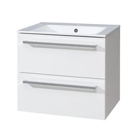 Koupelnová skříňka s keramický umyvadlem 60 cm, bílá/bílá