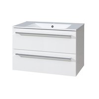Koupelnová skříňka s keramickým umyvadlem, 80 cm, bílá/bílá