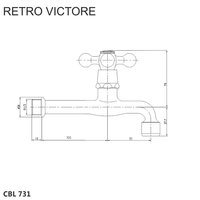 Nástěnný kohoutek, Retro Viktorie, 1/2", chrom