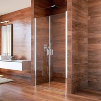 Sprchové dveře, LIMA, dvoukřídlé, lítací, 100 cm, chrom ALU, sklo Point