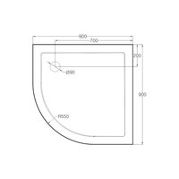 Sprchový set: kout čtvrtkruh, 90x90x185 cm, R550, chrom ALU, sklo Chinchilla, SMC vanička nízká