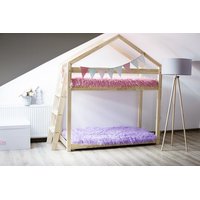 Dětská postel z masivu PATROVÝ DOMEČEK - TYP B 140x70 cm