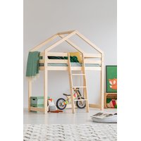Dětská vyvýšená postel z masivu DOMEČEK - TYP A 180x80 cm