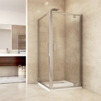 Sprchový kout, Mistica, čtverec, 100 cm, chrom ALU, sklo Čiré, dveře pivotové