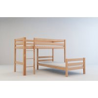 Dětská patrová postel do "L" z MASIVU BUK - EMIL 200x90cm - přírodní Dětská patrová postel do "L" z MASIVU BUK - EMIL 200x90cm - přírodní