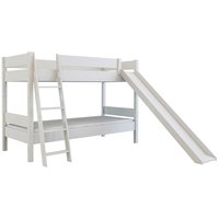Dětská patrová postel se skluzavkou z MASIVU BUK - ERIK 200x90cm - bílá