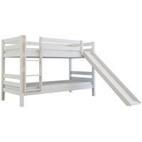 Dětská patrová postel se skluzavkou z MASIVU BUK - MARK 200x90cm - bílá