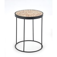 Konferenční stolek NATURAL 2 - černý/skleněný se dřevem z modřínu