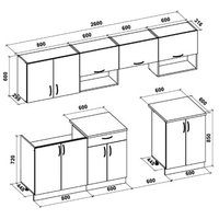 Kuchyňská linka VIKI 260 cm - dub sonoma/bílá lesklá