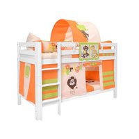 Dětská patrová postel s domečkem AFRIKA oranžová - MARK 200x90cm - bílá