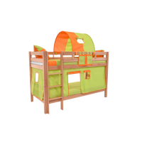 Dětská patrová postel s domečkem GREEN - MARK 200x90cm - přírodní
