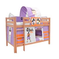 Dětská patrová postel s domečkem MALÁ ČARODĚJKA - MARK 200x90cm - přírodní