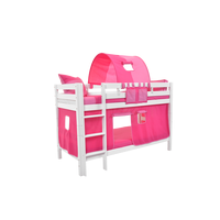 Dětská patrová postel s domečkem PINK - MARK 200x90cm - bílá
