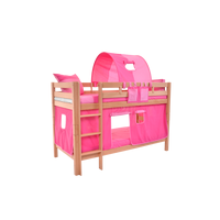 Dětská patrová postel s domečkem PINK - MARK 200x90cm - přírodní