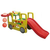 Dětské hřiště AUTOBUS - skluzavka - basketbalový koš - ovládací panel se zvuky