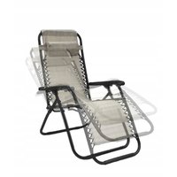 Zahradní rozkládací lehátko FARO béžové - držák nápojů - polštářek