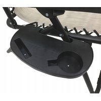 Zahradní rozkládací lehátko FARO béžové - držák nápojů - polštářek