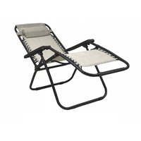 Zahradní rozkládací lehátko FARO béžové - držák nápojů - polštářek