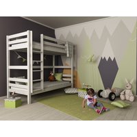 Dětská patrová postel z MASIVU BUK - DANIEL 200x90cm - bílá