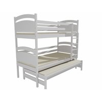 Dětská patrová postel s přistýlkou z MASIVU 180x80cm SE ŠUPLÍKY - PPV002